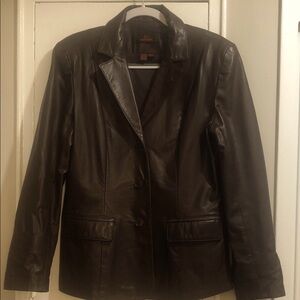 Chocolate brown leather blazer